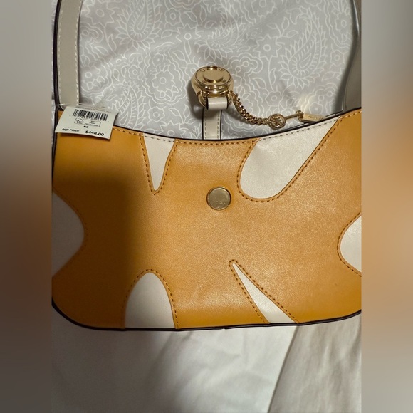 Michael Kors NWT “Lyra” small Pouchette fantastic Sunburst Yellow and Cream! - Picture 6 of 8